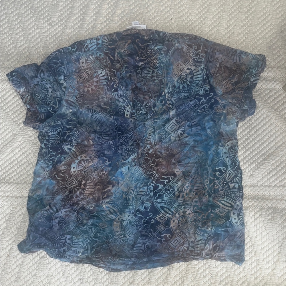 Dress Barn Blue and Brown Patterned Blouse